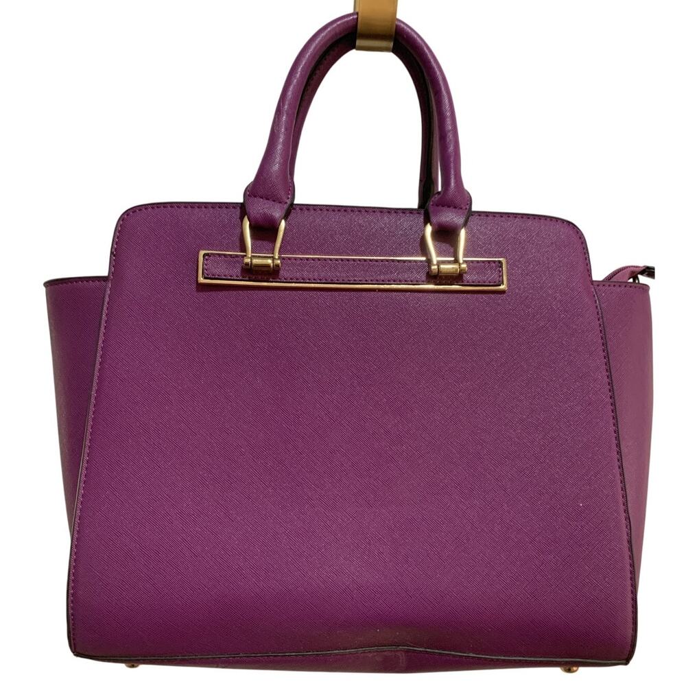 DASEIN SATCHEL HANDBAG FAUX LEATHER PURPLE 11x12x5"